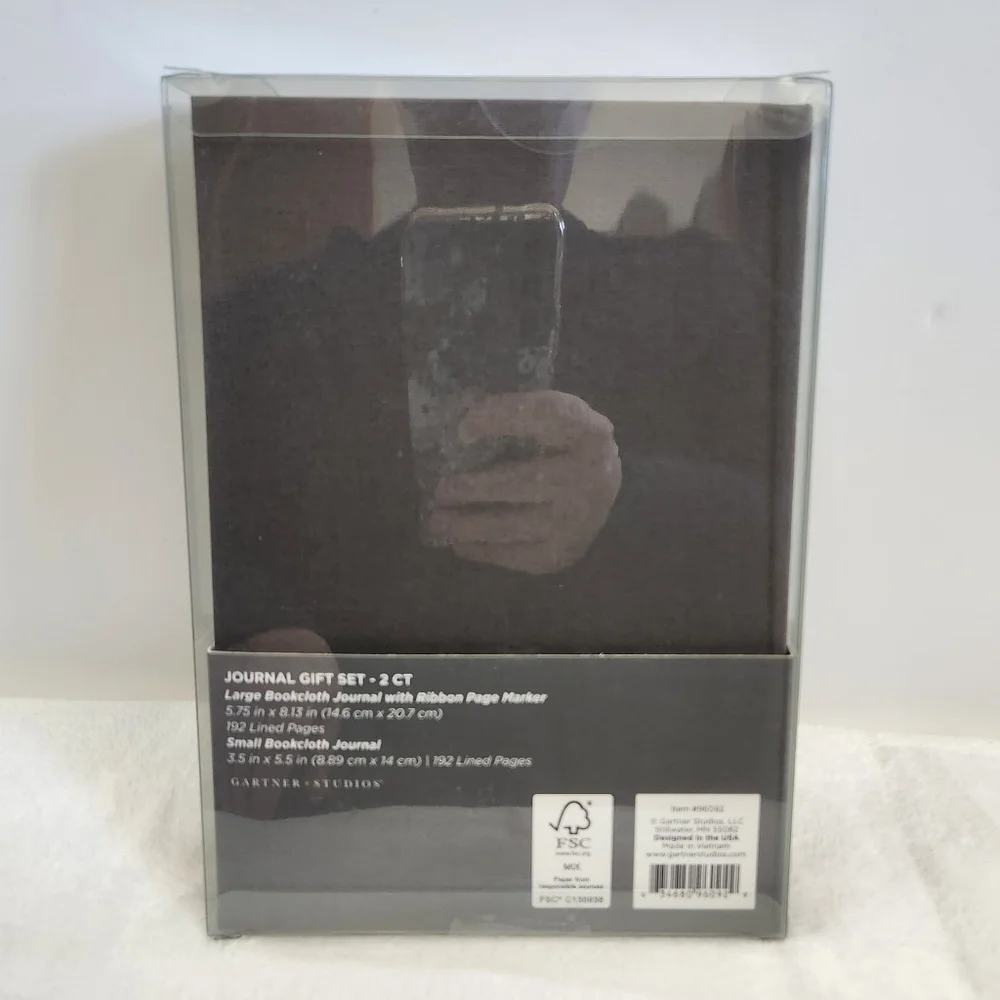 Gartner Studios Cream Gray Gold Bookcloth Journal 2 Piece Gift Set NWT